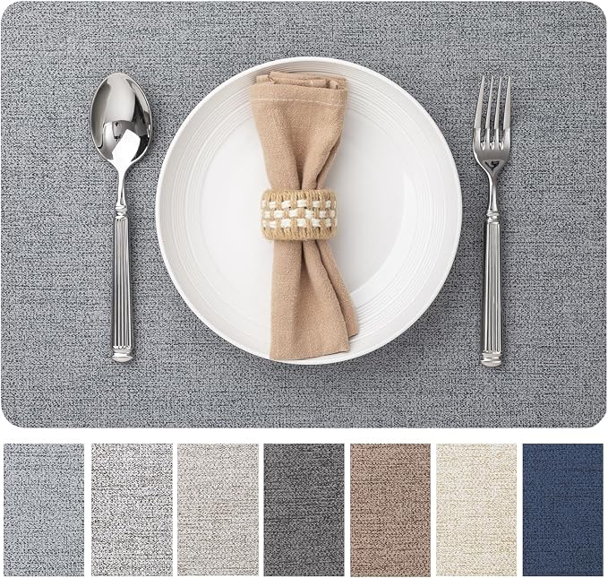 Faux Leather Placemats Set of 4 Vinyl Washable Wipeable Table Mats by BAROYAL