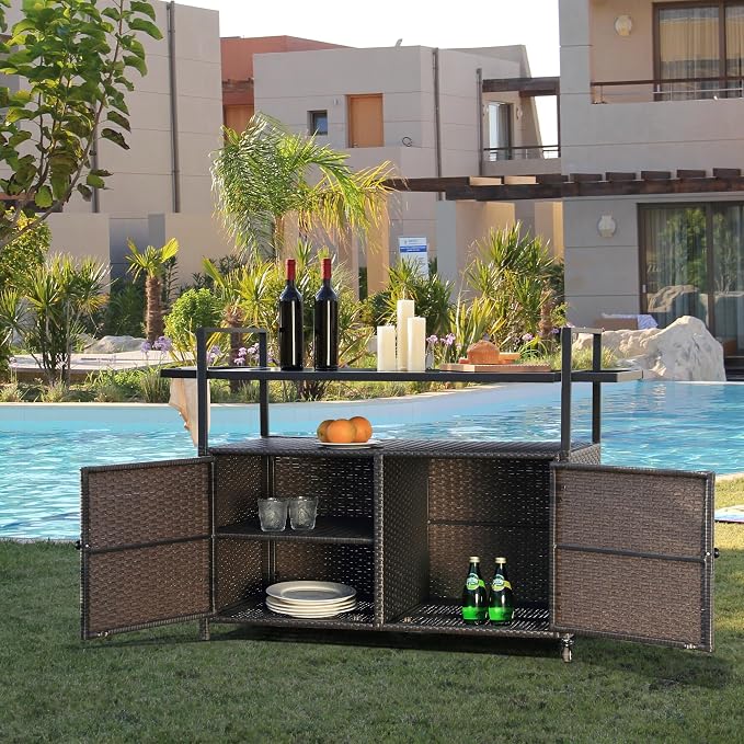 Wicker Outdoor Bar Cart - Image 7