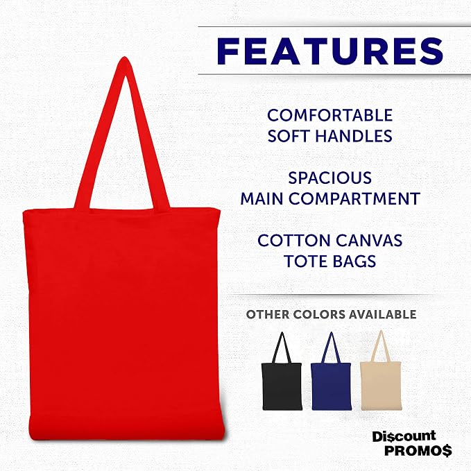DISCOUNT PROMOS Cotton Canvas Tote Bags Set of 10, Bulk Pack - Image 2