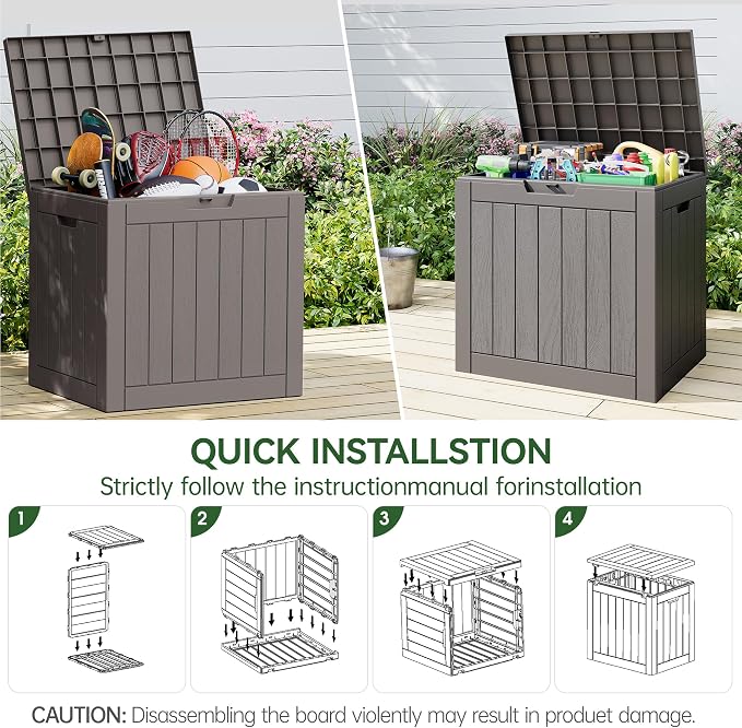 KAMABOKO 32 Gallon Outdoor Storage Box 2 Pack All-Weather Deck Box - Image 3