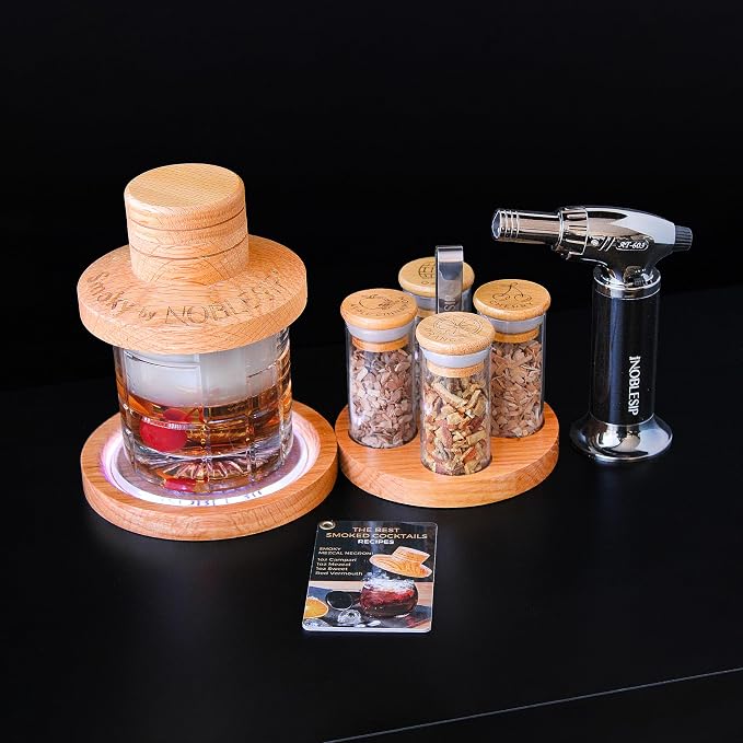 Cocktail Smoker Kit with Bar Stand Smoky Pro with Torch and Selected Wood - Image 9