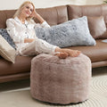 Round Pouf Ottoman 26 * 18" Small Ottoman Foot Rest Pouf Brown Foot Stools by Unknown