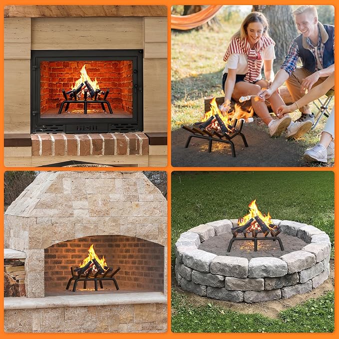 Fireplace Grate 17 Inch with 6 Support Legs, Round Solid Steel Heavy Duty - Image 9