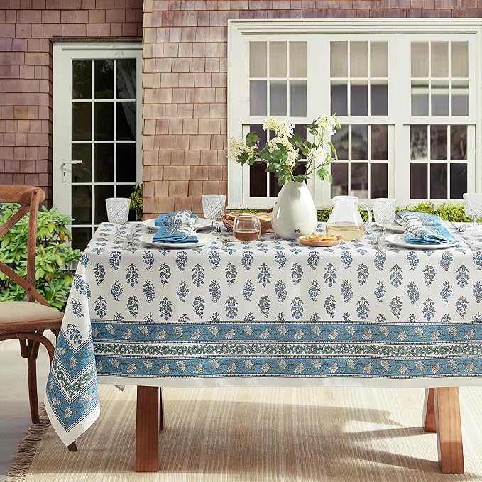 Elrene Home Fashions Tropez Paisley Block Print Coastal Stain & Water Resistant - Image 3