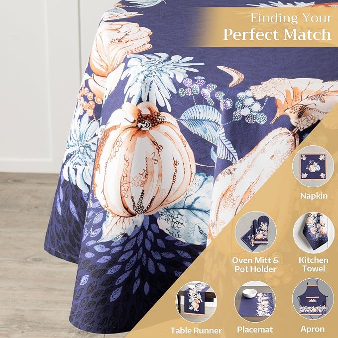Maison d' Hermine Table Cloth Round Table 100% Cotton 63 Inches Fall Tablecloth - Image 6