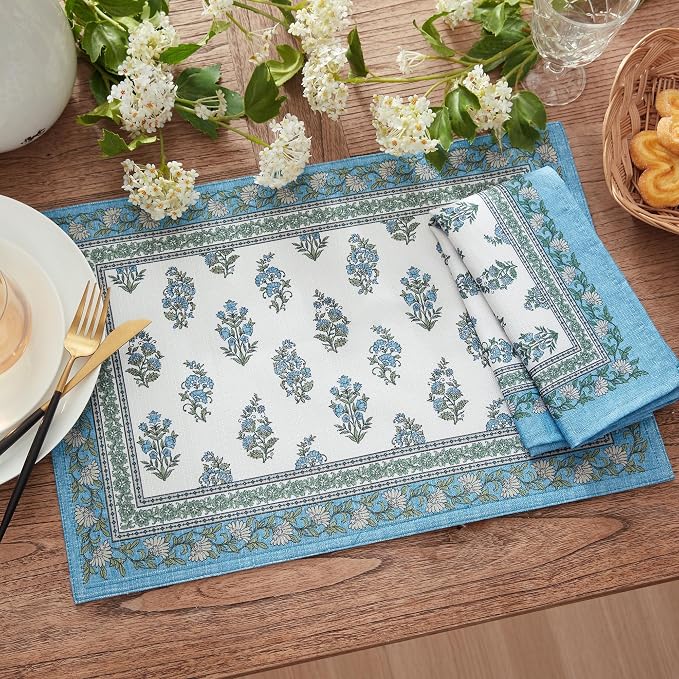 Elrene Home Fashions Tropez Paisley Block Print Coastal Stain & Water Resistant - Image 2