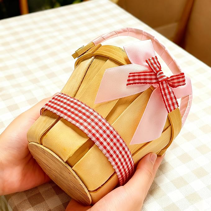 10 Pcs Mini Wooden Apple Baskets Bulk 4 x 5.1 Inch Bushel Baskets - Image 4