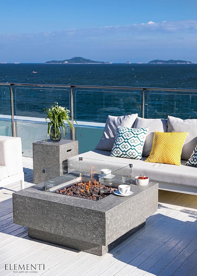 Elementi | Bundle Manhattan Gas Fire Pit Cast Concrete 36" Square Fire Table - Image 6