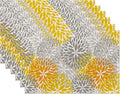 Abstract Yellow Gray Dahlia Flower Placemats Set of 6, Elegant Vinyl Place Mats by CIAIDU