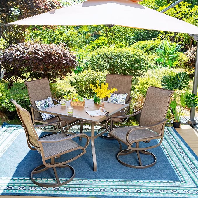 MFSTUDIO 37" Square Backyard Bistro Table Patio Dining Table Outdoor Furniture - Image 2