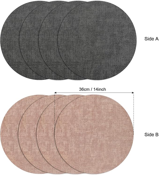 Myir JUN Round Placemats, Dual Sided Faux Leather Place Mats Set of 4 - Image 6