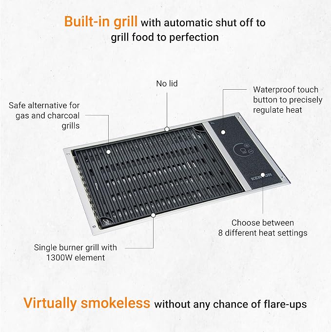 Kenyon No-Lid Built-In Electric Grill, Stainless Steel Grill - Image 4