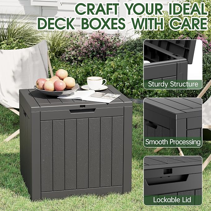 KAMABOKO Deck Box, 35 Gallon Resin Indoor and Outdoor Storage Boxes Waterproof - Image 4