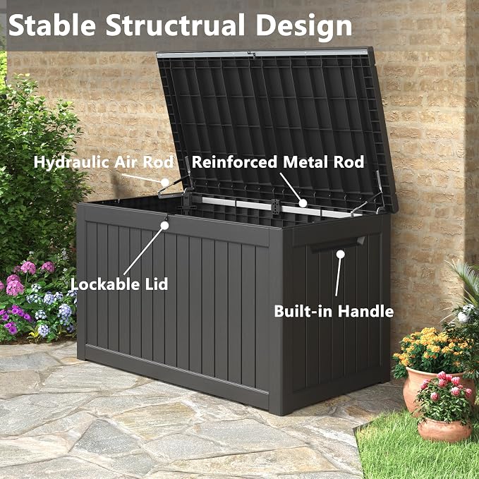 KAMABOKO 230 Gallon Outdoor Storage Box, Resin Deck Boxes Indoor and outdoor - Image 5