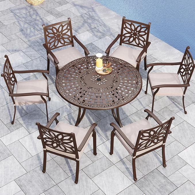 Sophia & William 7 Pieces Cast Aluminium Patio Dining Furniture Set by SophiaWilliam