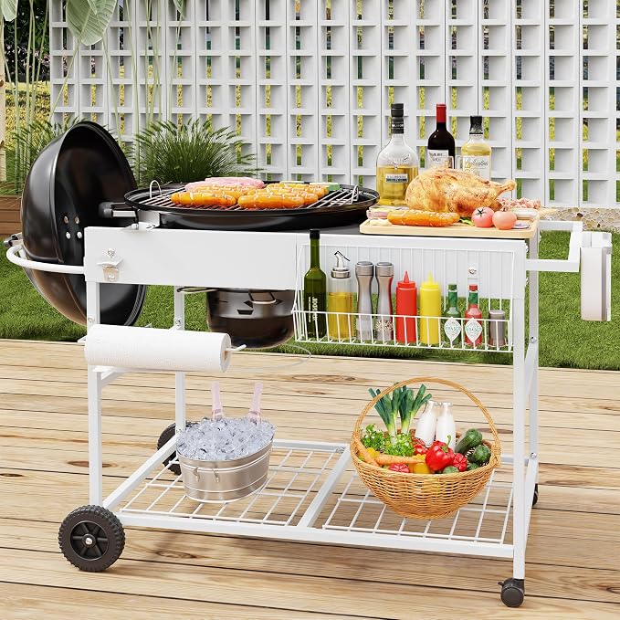 JY QAQA Grill Table for Weber 22" & 18" Original Kettle, Stand Cart for Jumbo - Image 6