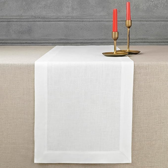 D'Moksha Homes Linen White Table Runner 36 Inches by DMokshaHomes