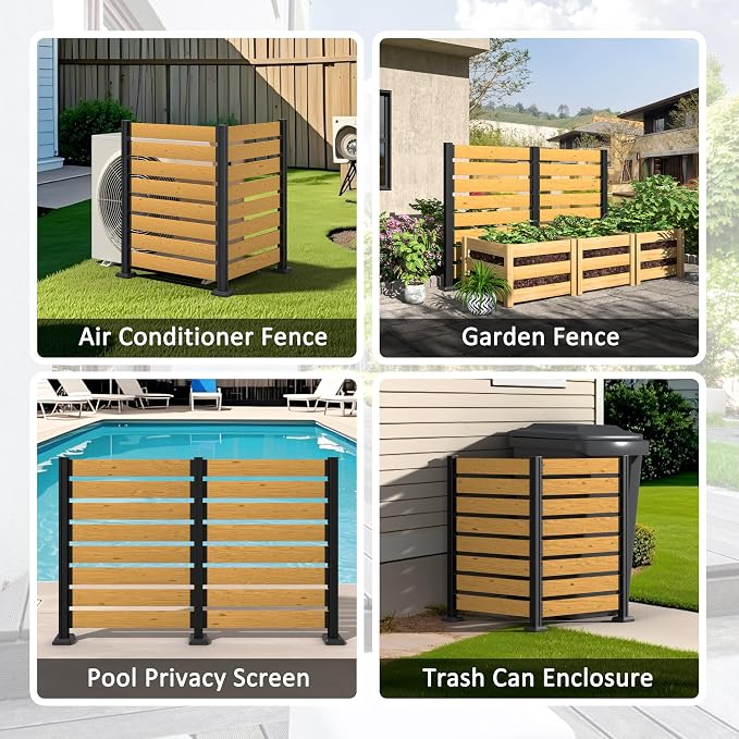 MUPATER 49'' H×78'' W Outdoor Fence Privacy Screen, No Dig Wooden Privacy Screen - Image 5