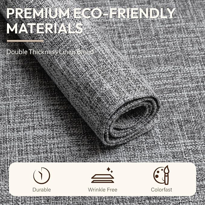 Blue Forest Placemats Set of 8, Dual-Layered Thickened Faux Linen Cloth Place - Image 2