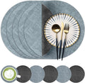 13-Inch Faux Leather Round Placemats Set of 6, Waterproof Anti-Slip Dual Sided by Fyvva