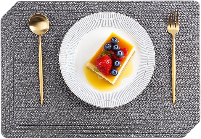 POLYTE Indoor/Outdoor Washable Woven Vinyl Table Dining Placemats by Polyte