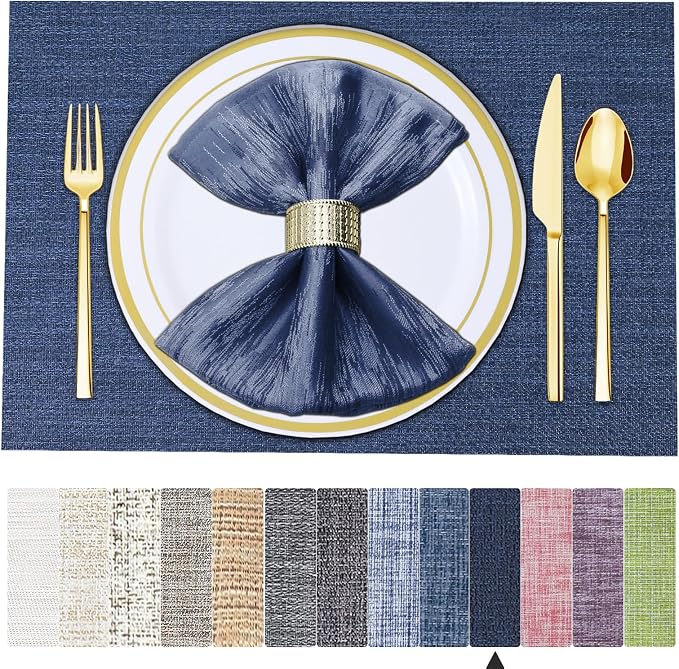 BETEAM Placemats Set of 8, Woven Vinyl Placemat by BETEAM