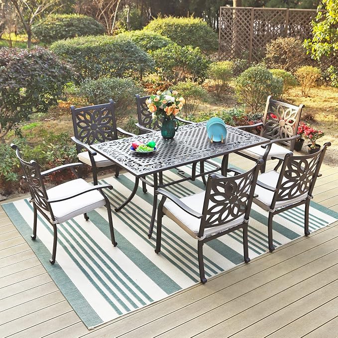 Sophia & William 2 Pieces Cast Aluminium Patio Dining Chairs Bronze - Image 8