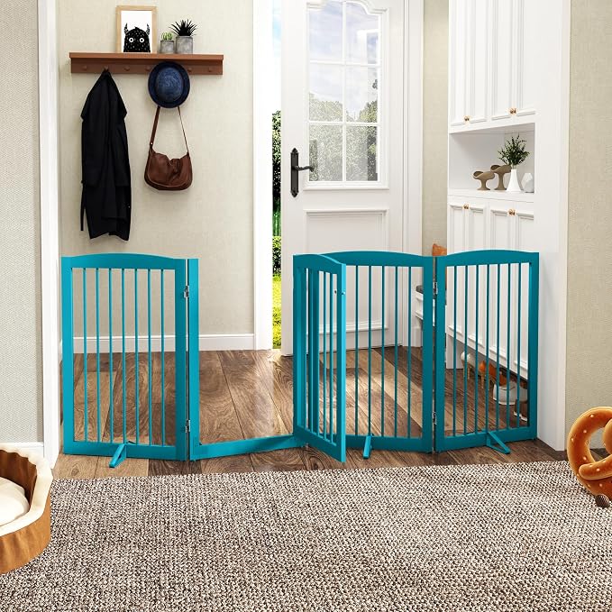 Freestanding Dog Gates with Door Walk Through, Pet Gate - Image 2