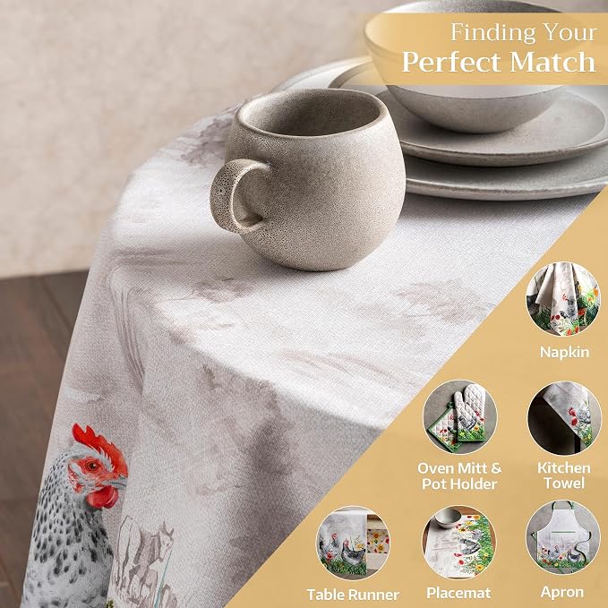 Maison d' Hermine Table Cloth Round Table 100% Cotton 63 Inches Tablecloth - Image 4