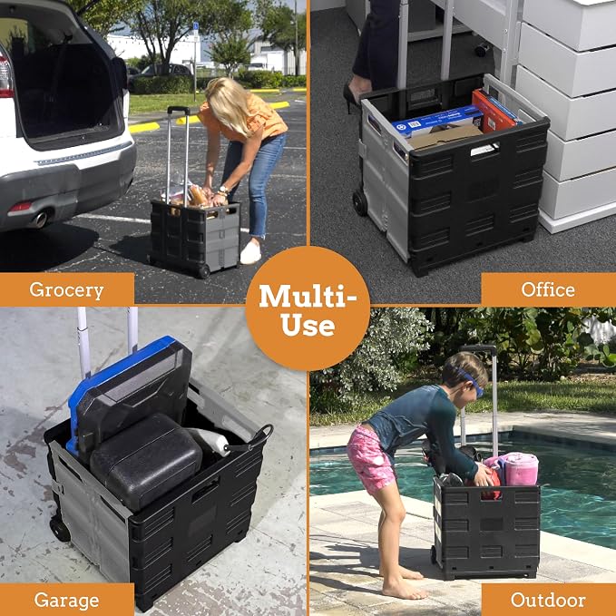 Inspired Living Ultra-Slim Rolling Collapsible Storage Pack-N-Roll Utility-carts - Image 5
