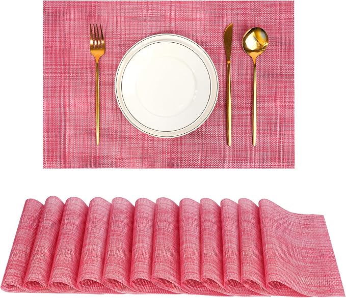 Placemats Set of 12，Christmas Decoration Non-Slip PVC Weave Table Mats Easy to by flohar