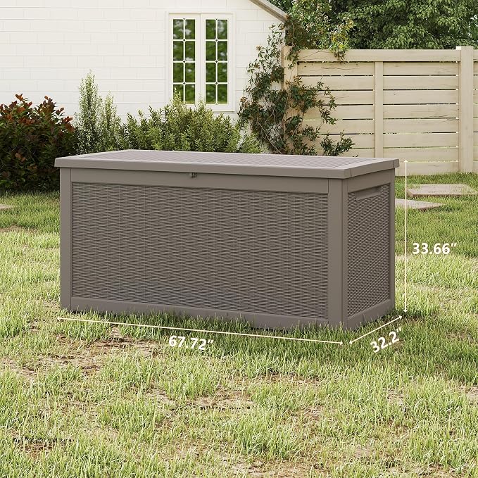 320 Gallon Outdoor Storage Box Waterproof, Resin Deck Boxes - Image 5