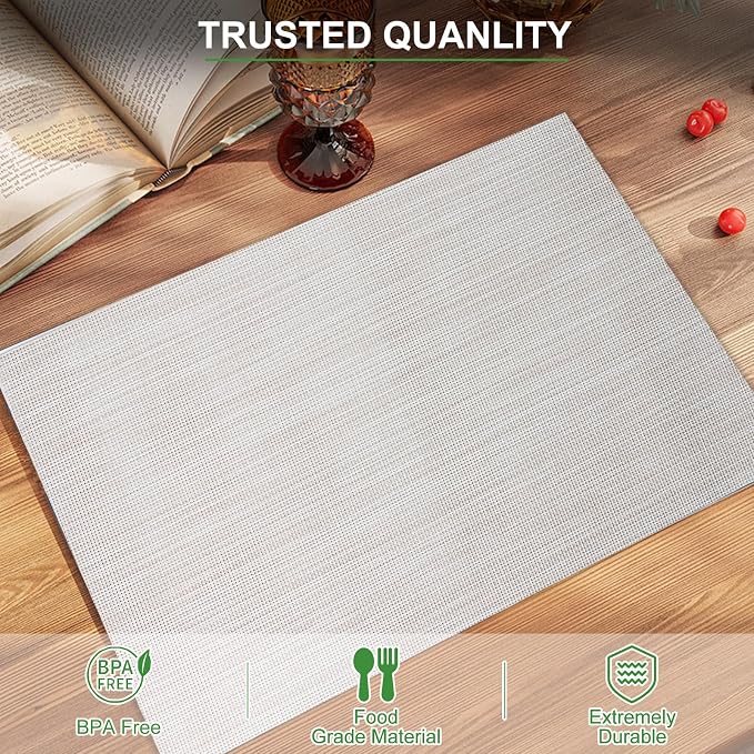 BETEAM Placemats Set of 6, Woven Vinyl Placemat - Image 2