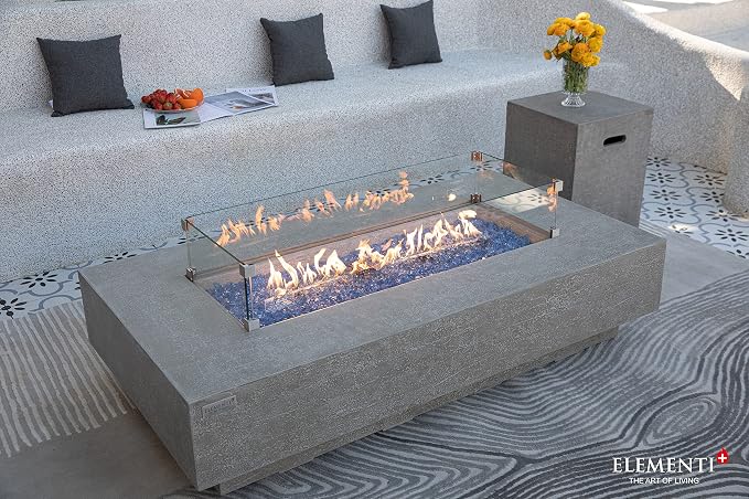 Elementi+ | Riviera Gas Fire Pit Cast Concrete 60" Rectangular Fire Table - Image 9