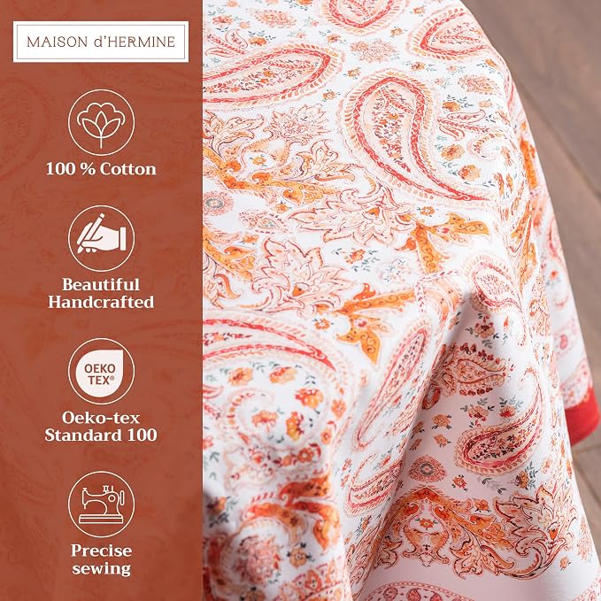 Maison d' Hermine Table Cloth Round Table 100% Cotton 63 Inches Fall Tablecloth - Image 2