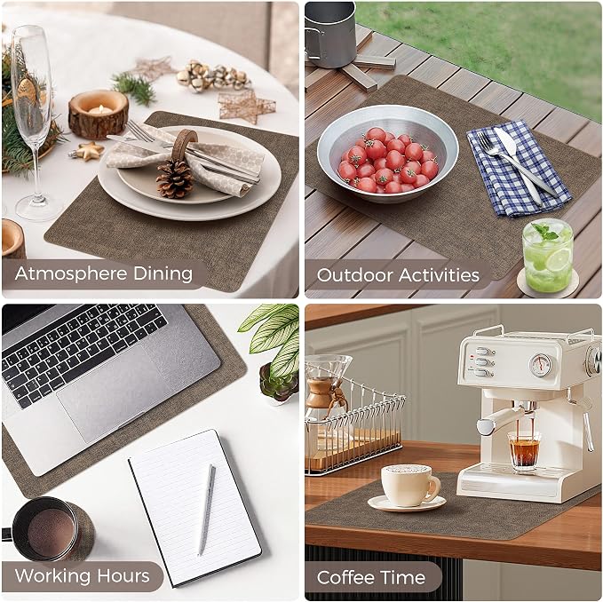 Vinyl Placemats Set of 8, Faux Leather Waterproof and Heat Resistant Place Mats - Image 6