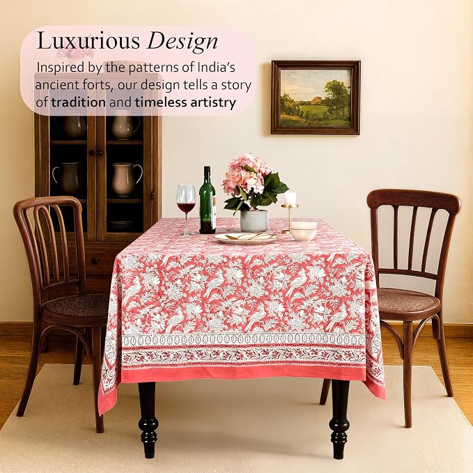 CPC Tablecloth 100% Cotton 60x60 Inch Indian Block Print Square Table Cover - Image 2