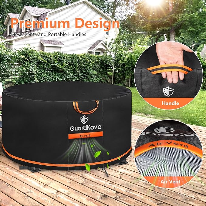 48 Inch Fire Pit Cover Round for 46”- 48” Fire Pit/Tables, Waterproof Tear & - Image 7