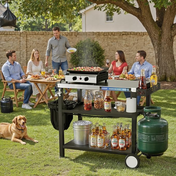 34" L x 20" W Stainless Steel Outdoor Grill Table, Grill Cart - Image 2