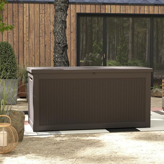 320 Gallon Outdoor Storage Box Waterproof, Resin Deck Boxes - Image 7