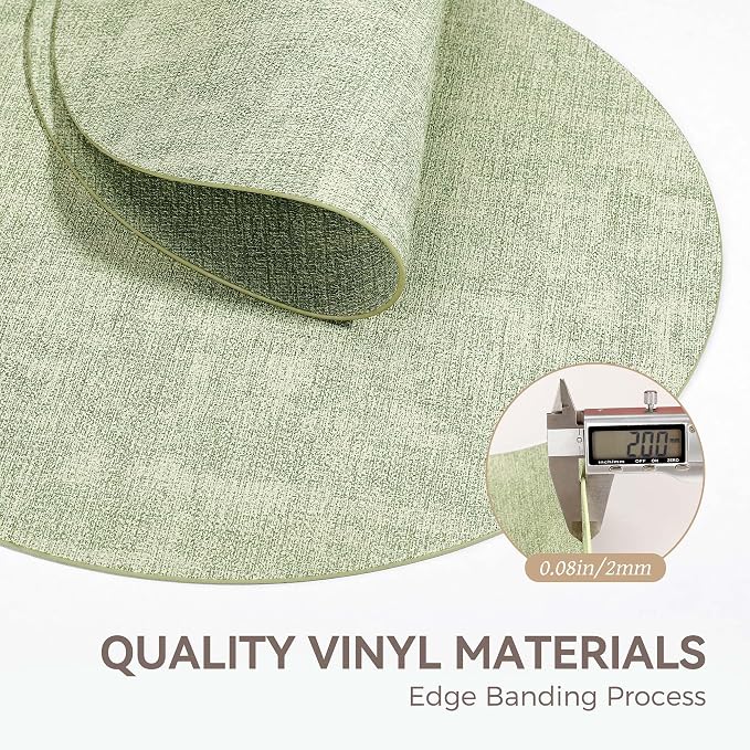 13" Round Placemats Set of 8, Reversible Faux Leather Heat Resistant Table Mats - Image 5