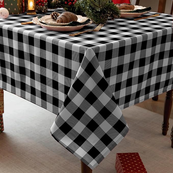Classic Gingham Plaid Tablecloth Fabric by Essifunia