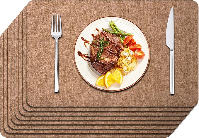 Maxpearl 8-Piece PU Leather Placemats – Durable, Heat Resistant & Wipeable by Maxpearl