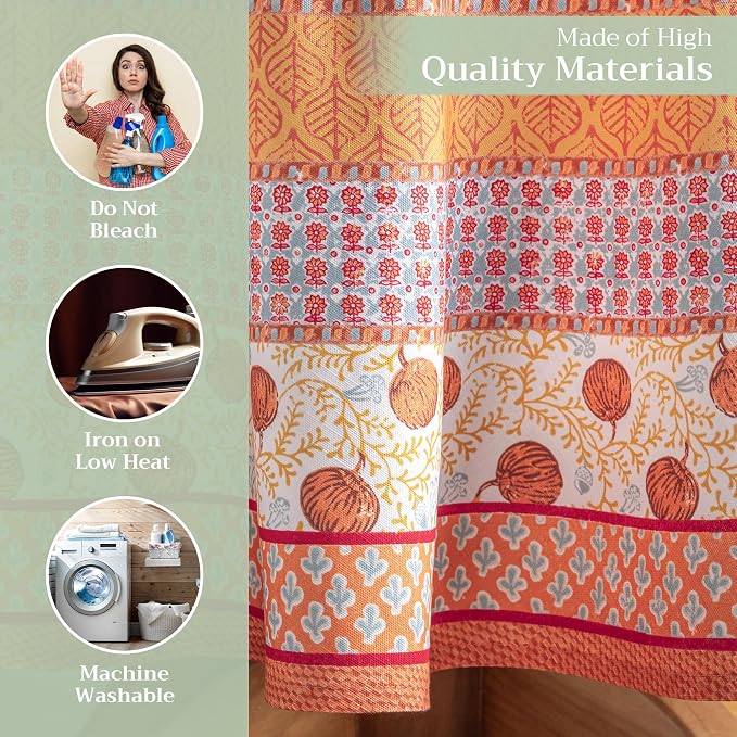 Maison d' Hermine Table Cloth Round Table 100% Cotton 69 Inches Fall Tablecloth - Image 3