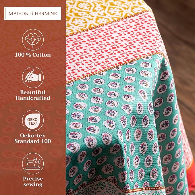 Maison d' Hermine Table Cloth Round Table 100% Cotton 63 Inches Tablecloth - Image 2