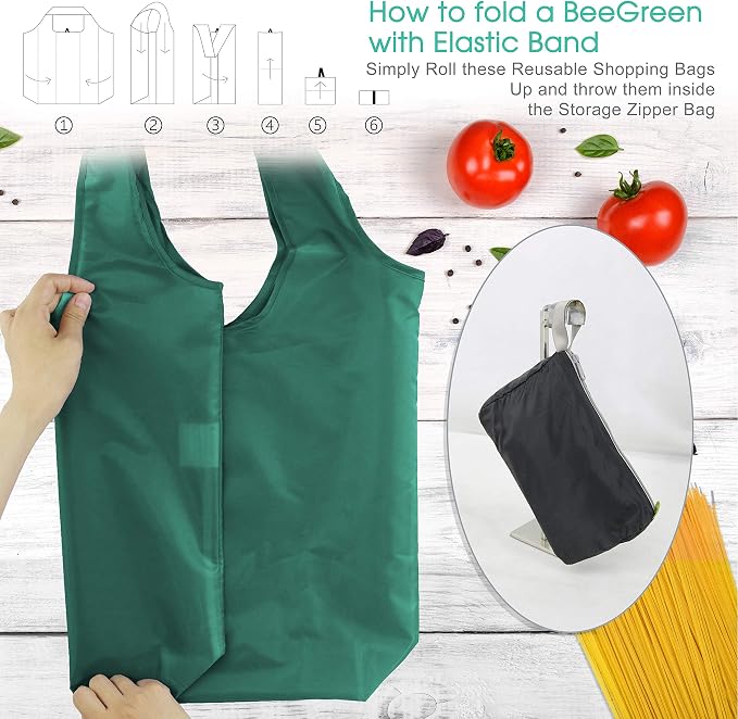 BeeGreen Reusable Bags for Shopping Machine Washable 12 Pack Xlarge Grocery - Image 4