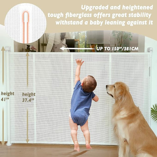 150" Extra Wide Retractable Baby Gates Dog Gate - Image 2
