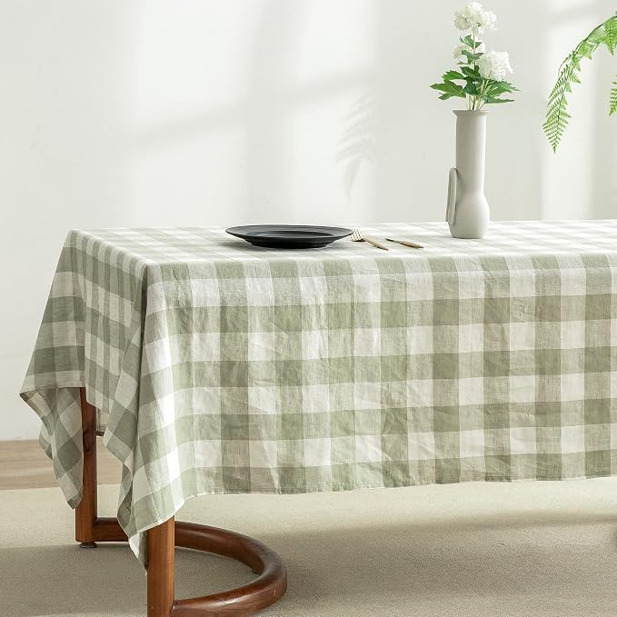 EVERLY 100% Yarn-Dyed Linen Rectangle Tablecloths 60x144Inches - Image 2