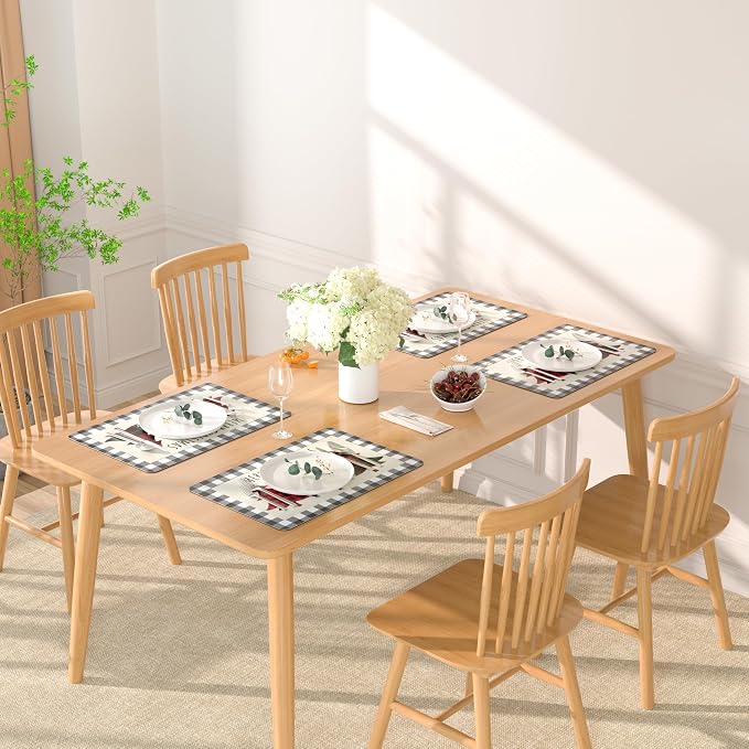 QIYI Christmas Placemats Set of 6, 12x18 Inch PU Leather Place Mats - Image 7