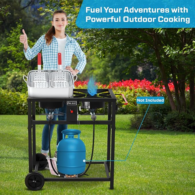 Deep Fryer with Double Burner Propane Stove Outdoor, 2×18QT Aluminum Pots & - Image 4